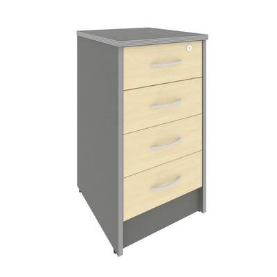 Riva А.ТП-4F (Клен/Металлик) Тумба приставная (4 ящика фолдинг, с замком)