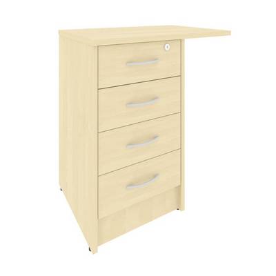 Riva А.ТП-4.3F (Клен) Тумба приставная (с замком, 4 ящика фолдинг, универсальная левая)