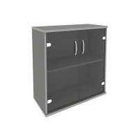 Riva А.СТ-3.2 (Металлик) Шкаф низкий широкий (2 низкие двери стекло)