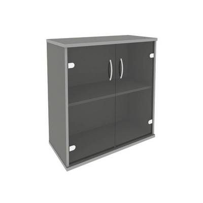 Riva А.СТ-3.2 (Металлик) Шкаф низкий широкий (2 низкие двери стекло)