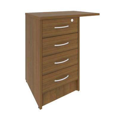 Riva А.ТП-4.3F (Орех гварнери) Тумба приставная (с замком, 4 ящика фолдинг, универсальная левая)