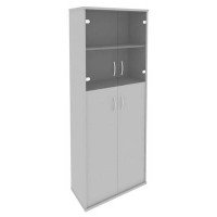 Riva А.СТ-1.7 (Серый) Шкаф высокий широкий (2 средние двери ЛДСП, 2 низкие двери стекло)
