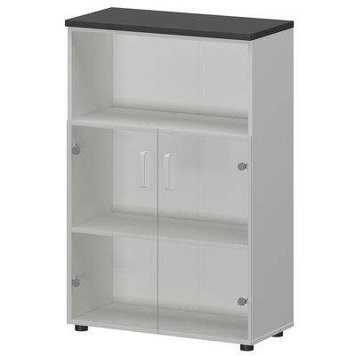 Смарт СМШ-38С2 (Белый/Графит) Шкаф со стеклом