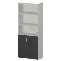 Смарт СМШ-58ДС Тип1 (Белый/Графит) Шкаф со стеклом