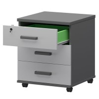 Смарт СМТ-3ПЦ Тип1 (Графит/Белый) Тумба подкатная с центральным замком