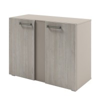 Solution D-75 (Акация Морава/Кашемир) Стеллаж с планкой низкий с дверьми