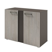 Solution D-75 (Акация Морава/Трюфель) Стеллаж с планкой низкий с дверьми