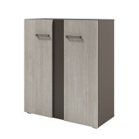 Solution D-76 (Акация Морава/Трюфель) Стеллаж с планкой средний с дверьми