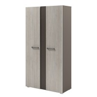 Solution D-77 (Акация Морава/Трюфель) Стеллаж с планкой высокий с дверьми