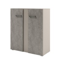 Solution D-76 (Бетон Чефалу/Кашемир) Стеллаж с планкой средний с дверьми