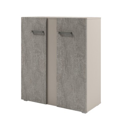 Solution D-76 (Бетон Чефалу/Кашемир) Стеллаж с планкой средний с дверьми