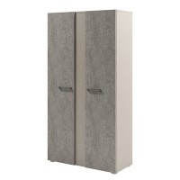 Solution D-77 (Бетон Чефалу/Кашемир) Стеллаж с планкой высокий с дверьми