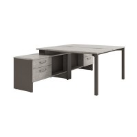 Solution D-414 (Бетон Чефалу/Трюфель) Стол-тандем на металлокаркасе с опорной тумбой