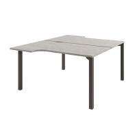 Solution D-61 (Бетон Чефалу/Трюфель) Стол тандем эргономичный на металлокаркасе