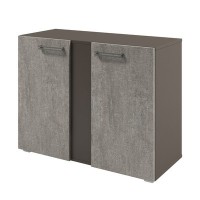 Solution D-75 (Бетон Чефалу/Трюфель) Стеллаж с планкой низкий с дверьми