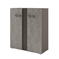 Solution D-76 (Бетон Чефалу/Трюфель) Стеллаж с планкой средний с дверьми