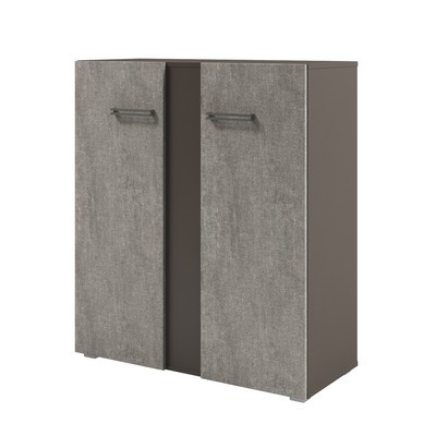 Solution D-76 (Бетон Чефалу/Трюфель) Стеллаж с планкой средний с дверьми