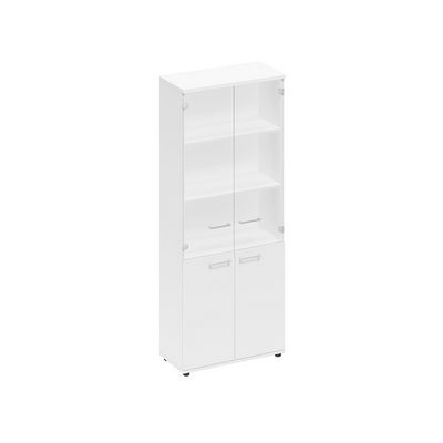 Спэйс+ А1 9379 БП (Белый премиум) Шкаф для документов со стеклянными прозрачными дверьми