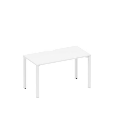 Спэйс+ А1 БГ 014.2 БП (Белый премиум/Белый гладкий) Стол письменный на металлокаркасе, столешница с вырезом