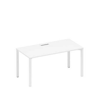 Спэйс+ А1 БГ 025 БП (Белый премиум/Белый гладкий) Стол письменный на металлокаркасе, столешница с заглушкой
