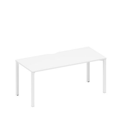 Спэйс+ А1 БГ 026.2 БП (Белый премиум/Белый гладкий) Стол письменный на металлокаркасе, столешница с вырезом