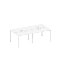 Спэйс+ А1 БГ 170-2 БП (Белый премиум/Белый гладкий) Рабочая станция на металлокаркасе, столешницы с заглушкой (4*120)