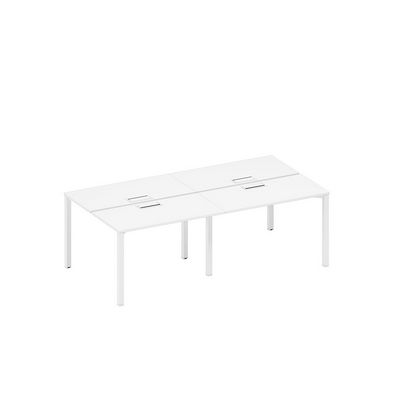 Спэйс+ А1 БГ 170-2 БП (Белый премиум/Белый гладкий) Рабочая станция на металлокаркасе, столешницы с заглушкой (4*120)