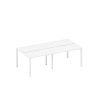 Спэйс+ А1 БГ 170.2-2 БП (Белый премиум/Белый гладкий) Рабочая станция на металлокаркасе, столешницы с вырезом (4*120)