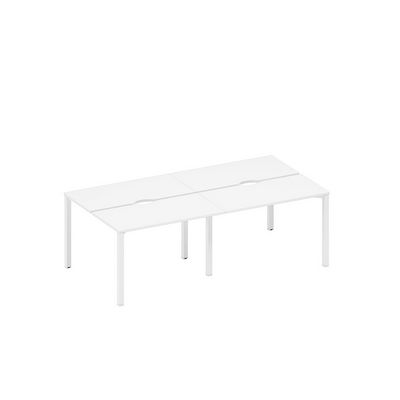 Спэйс+ А1 БГ 170.2-2 БП (Белый премиум/Белый гладкий) Рабочая станция на металлокаркасе, столешницы с вырезом (4*120)