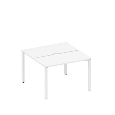 Спэйс+ А1 БГ 170.2 БП (Белый премиум/Белый гладкий) Рабочая станция на металлокаркасе, столешницы с вырезом (2*120)