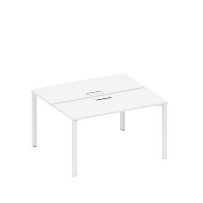 Спэйс+ А1 БГ 171 БП (Белый премиум/Белый гладкий) Рабочая станция на металлокаркасе, столешницы с заглушкой (2*140)