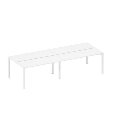 Спэйс+ А1 БГ 172.1-2 БП (Белый премиум/Белый гладкий) Рабочая станция на металлокаркасе, столешницы (4*160)