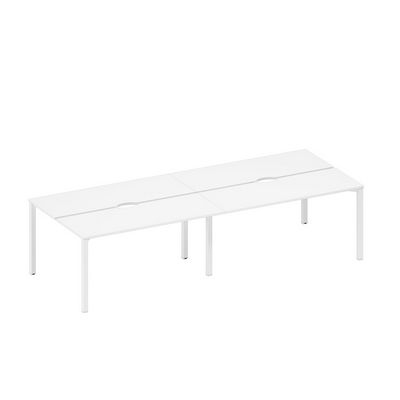 Спэйс+ А1 БГ 172.2-2 БП (Белый премиум/Белый гладкий) Рабочая станция на металлокаркасе, столешницы с вырезом (4*160)