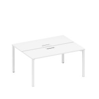 Спэйс+ А1 БГ 172 БП (Белый премиум/Белый гладкий) Рабочая станция на металлокаркасе, столешницы с заглушкой (2*160)