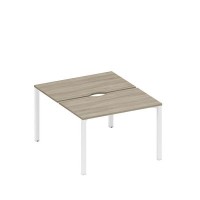 Спэйс+ А1 БГ 173.2 ВЛ (Вяз либерти/Белый гладкий) Рабочая станция на металлокаркасе, столешницы с вырезом (2*120)