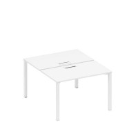 Спэйс+ А1 БГ 173 БП (Белый премиум/Белый гладкий) Рабочая станция на металлокаркасе, столешницы с заглушкой (2*120)