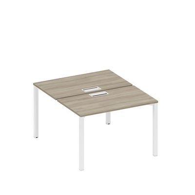 Спэйс+ А1 БГ 173 ВЛ (Вяз либерти/Белый гладкий) Рабочая станция на металлокаркасе, столешницы с заглушкой (2*120)