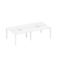 Спэйс+ А1 БГ 174-2 БП (Белый премиум/Белый гладкий) Рабочая станция на металлокаркасе, столешницы с заглушкой (4*140)