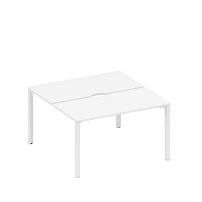 Спэйс+ А1 БГ 174.2 БП (Белый премиум/Белый гладкий) Рабочая станция на металлокаркасе, столешницы с вырезом (2*140)