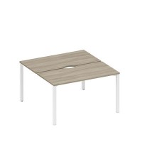 Спэйс+ А1 БГ 174.2 ВЛ (Вяз либерти/Белый гладкий) Рабочая станция на металлокаркасе, столешницы с вырезом (2*140)