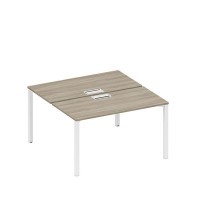 Спэйс+ А1 БГ 174 ВЛ (Вяз либерти/Белый гладкий) Рабочая станция на металлокаркасе, столешницы с заглушкой (2*140)