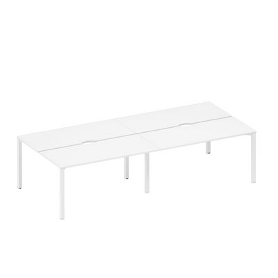 Спэйс+ А1 БГ 175.2-2 БП (Белый премиум/Белый гладкий) Рабочая станция на металлокаркасе, столешницы с вырезом (4*160)