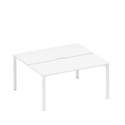 Спэйс+ А1 БГ 175.2 БП (Белый премиум/Белый гладкий) Рабочая станция на металлокаркасе, столешницы с вырезом (2*160)