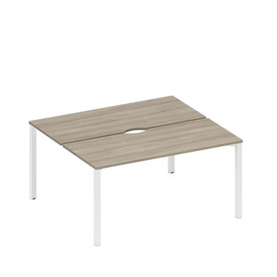 Спэйс+ А1 БГ 175.2 ВЛ (Вяз либерти/Белый гладкий) Рабочая станция на металлокаркасе, столешницы с вырезом (2*160)