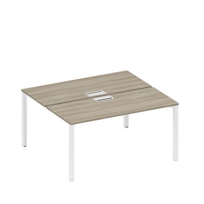 Спэйс+ А1 БГ 175 ВЛ (Вяз либерти/Белый гладкий) Рабочая станция на металлокаркасе, столешницы с заглушкой (2*160)