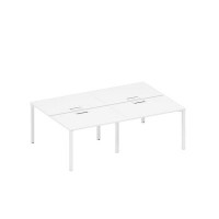 Спэйс+ А1 БГ 176-2 БП (Белый премиум/Белый гладкий) Рабочая станция на металлокаркасе, столешницы с заглушкой (4*120)