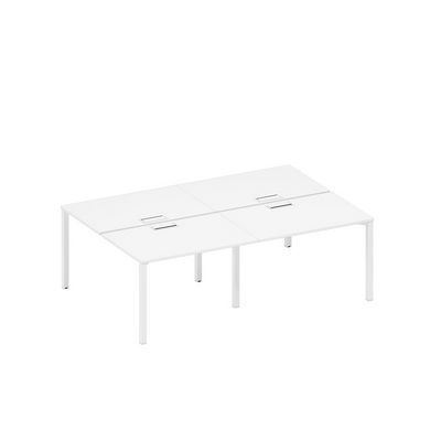 Спэйс+ А1 БГ 176-2 БП (Белый премиум/Белый гладкий) Рабочая станция на металлокаркасе, столешницы с заглушкой (4*120)