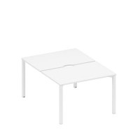 Спэйс+ А1 БГ 176.2 БП (Белый премиум/Белый гладкий) Рабочая станция на металлокаркасе, столешницы с вырезом (2*120)