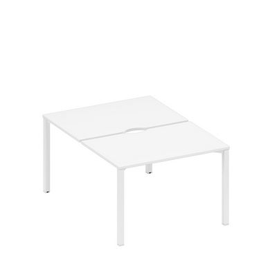 Спэйс+ А1 БГ 176.2 БП (Белый премиум/Белый гладкий) Рабочая станция на металлокаркасе, столешницы с вырезом (2*120)