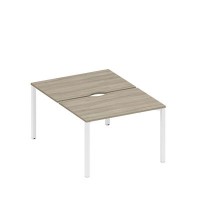 Спэйс+ А1 БГ 176.2 ВЛ (Вяз либерти/Белый гладкий) Рабочая станция на металлокаркасе, столешницы с вырезом (2*120)